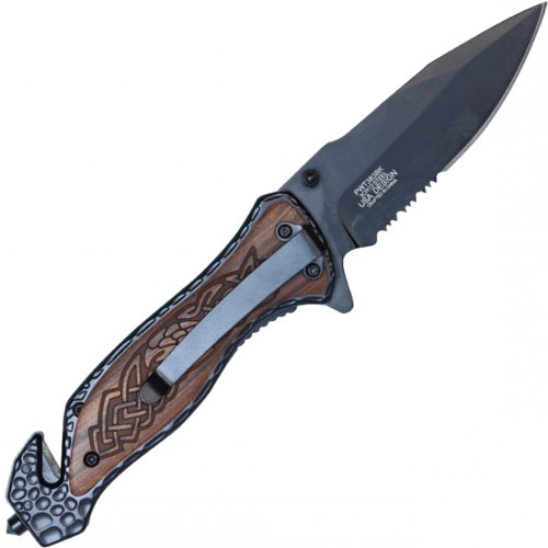 Enhance your gear with the Neptune Celtic Steel Folding Knife featuring Celtic wood accents. Versatile, durable, and perfect for everyday carry. Elevate your gear now!