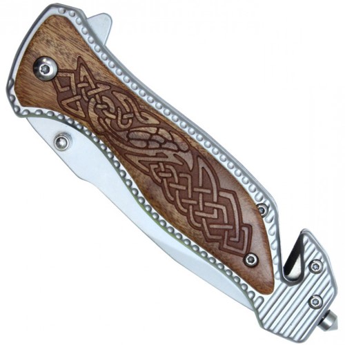 Enhance your gear with the Neptune Celtic Steel Folding Knife featuring Celtic wood accents. Versatile, durable, and perfect for everyday carry. Elevate your gear now!