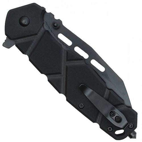 Milspec Tactical Black Steel Blade Folding Knife