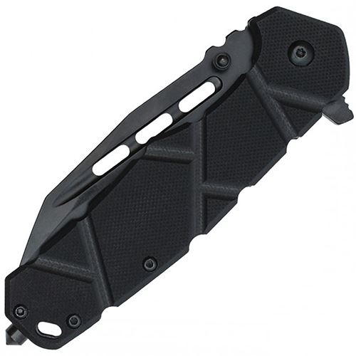 Milspec Tactical Black Steel Blade Folding Knife