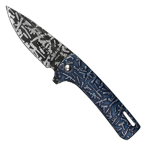 Enhance your EDC with the Neptune Pocket Folding Knife, 7 inches, featuring a stylish grey skulls design. Versatile, durable, and perfect for everyday carry. Get yours now!