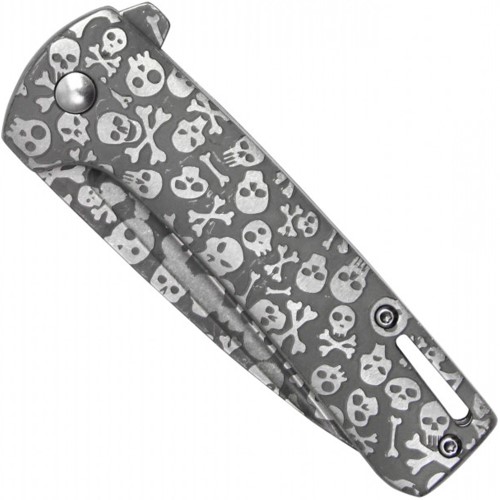 Enhance your EDC with the Neptune Pocket Folding Knife, 7 inches, featuring a stylish grey skulls design. Versatile, durable, and perfect for everyday carry. Get yours now!