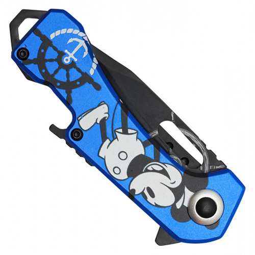Wartech Mouse Perforated Black Steel Blade - Blue Handle W/ Mouse Print
