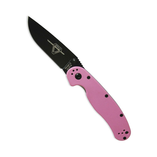 OKC RAT-II Black Folding Knife - Pink Handle
