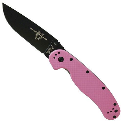 OKC RAT Black Folding Knife - Pink Handle
