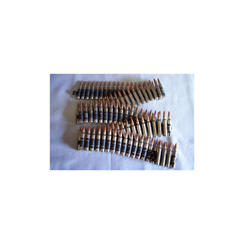 M249 223 Silver Bullet Belt With Copper Tips Blk. Links