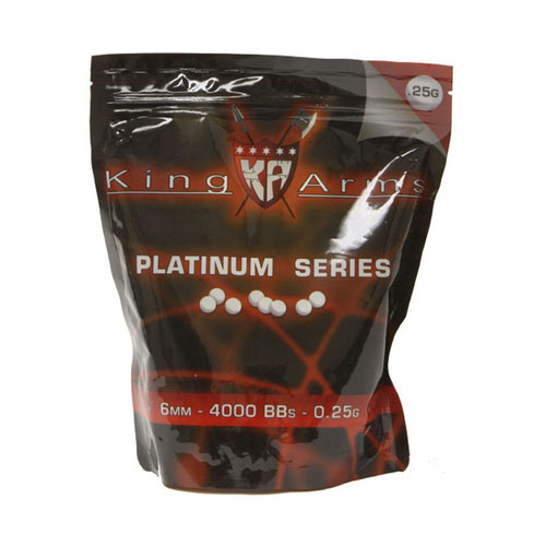 King Arms .25g Platinium BBs -White 4000 Count 6mm Bag