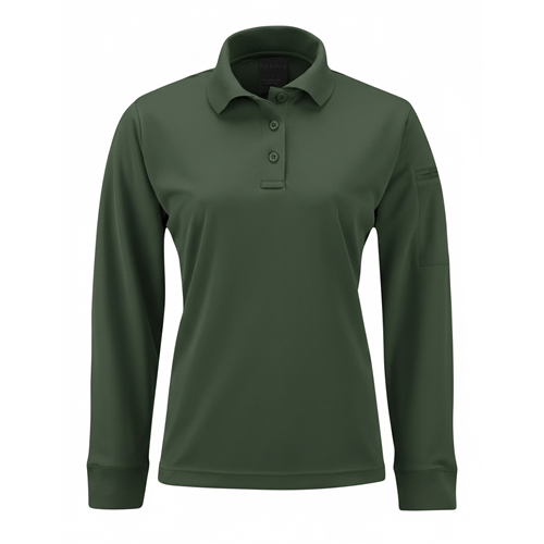 Women's Uniform Polo - Long Sleeve Dark Green XS