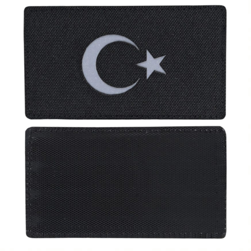 Turkey Flag Laser Cut Patch Black/Reflective-L