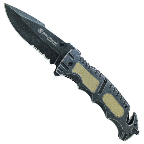 Smith & Wesson Border Guard Drop Point Knife - Half Serrated Edge
