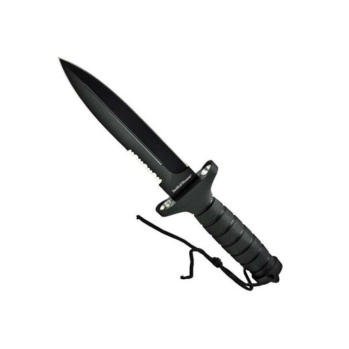 Smith & Wesson H.R.T. drop point fixed blade with pomel and sheath serrated