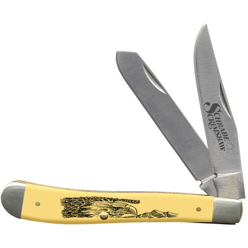 Schrade 5 1/4 Inches Folding Hunter 2 Bladed With Leather Sheath