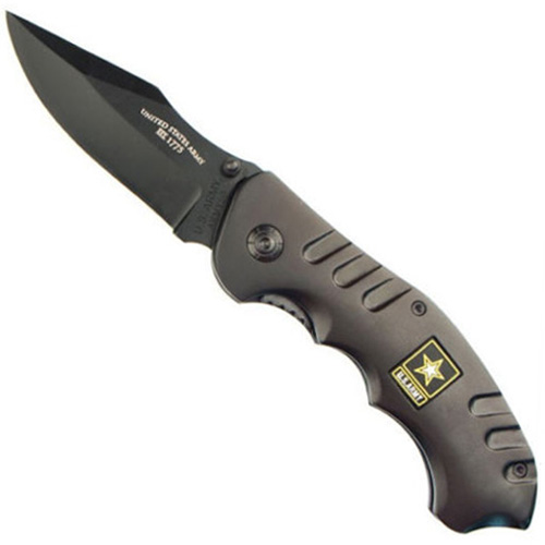 Schrade US Army Gray Stainless Handle Black Blade ComboEdge Knife