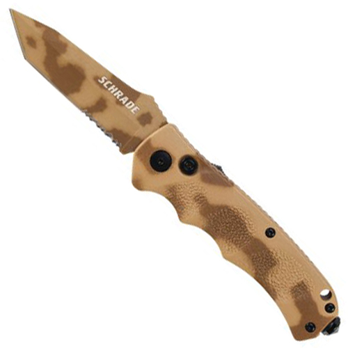 Schrade SC60D Desert Camo Aluminum Handle Folding Knife