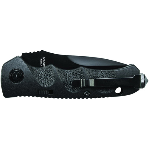 Schrade Mini Black Drop Point 4116 Steel Push Button Lock