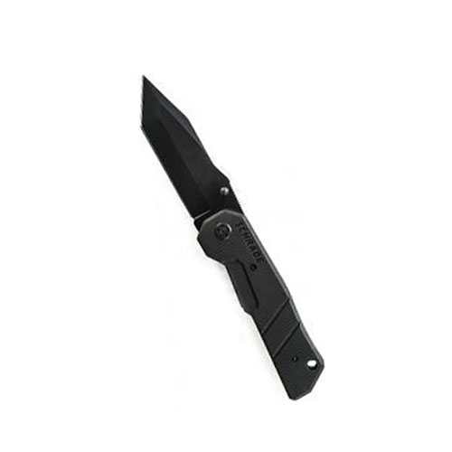 Schrade Black Tanto Blade With Ambidextrous Lanyard Hole Folding Knife