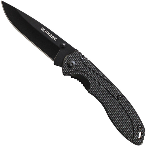 Schrade Black Aluminum Folder 8Cr13MoV Steel