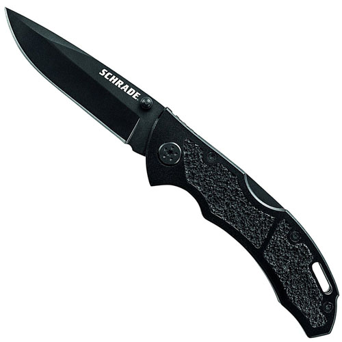 Schrade Liner Lock Black 9Cr14Mov High Carbon Handle With Track Tech Grip Folding Knife