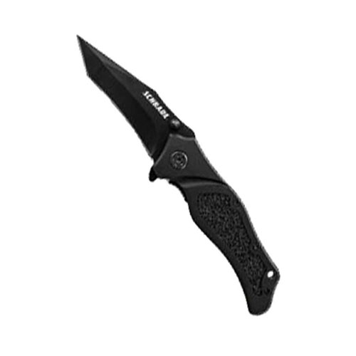 Schrade Black Tanto Blade Thumb Knobs Folding Knife