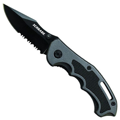 Schrade Black 8Cr13mov Partially Serrated Clip Point