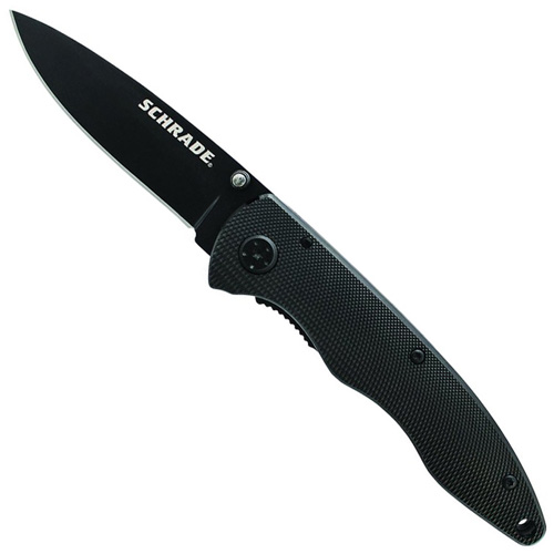 Schrade Large Black Aluminum Folder 8Cr13MoV Steel