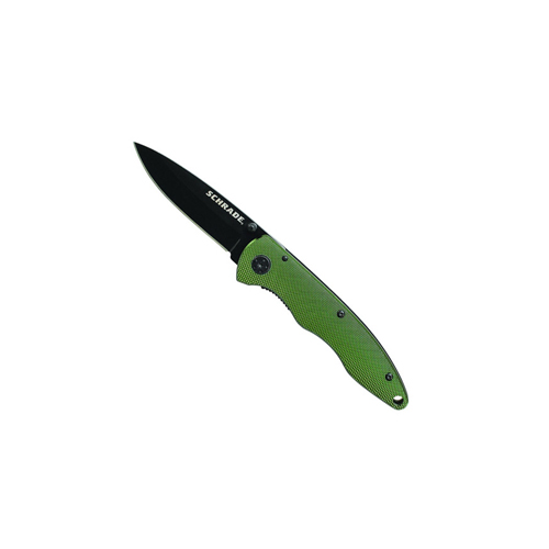 Schrade Large Green Aluminum Folder 8Cr13MoV Steel