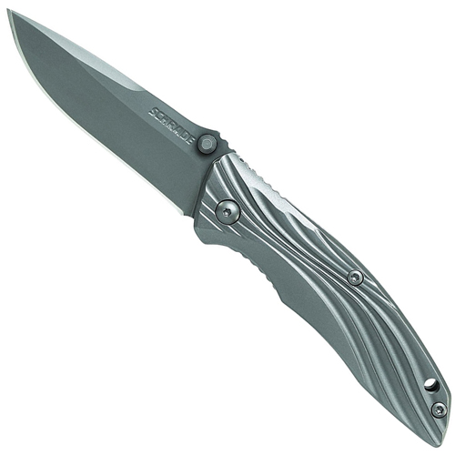 Schrade Drop Point D2 Steel Blade Titanium Handle With Design Frame Lock Thumb Studs