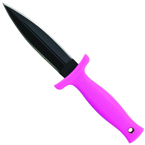 Schrade 7 Inch Double Edged Boot Knife 7Cr17mov Steel Hot Pink Grip Leather Sheath No Sale CA NY MA
