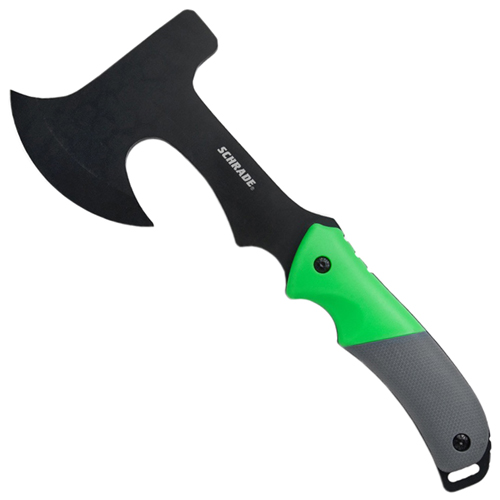 Schrade 3 Piece Black & Green Outdoor Fixed Blade/Folder/Axe Set