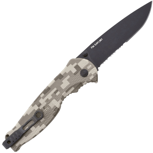 Black TiNi Flash II Knife With Digi Camo And Half Serrated Blade