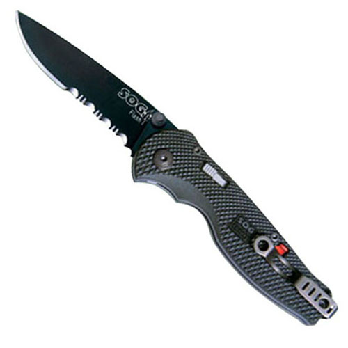 Black TiNi Partially Serrated Flash I Knife