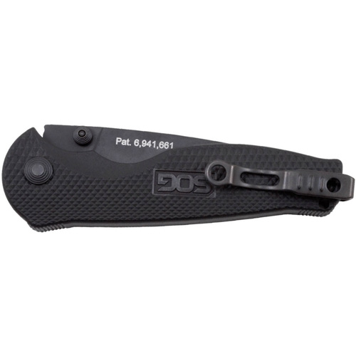 Sog Flash I Black Folding Knife - Half Serrated Edge