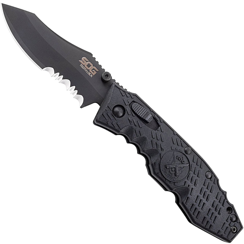 SOG Black TiNi Toothlock Straight Folder Knife