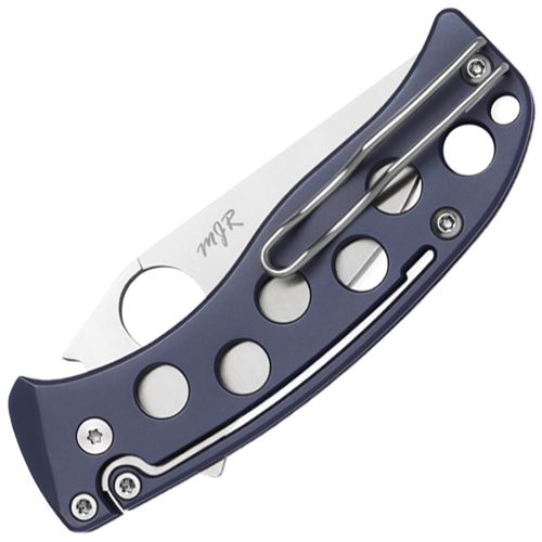 PITS Blue Titanium Handle Folding Blade Knife