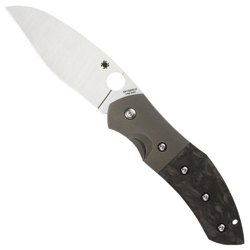 Spyderco Myrtle Folding Knife with Stainless Steel Blade and Titanium/Marbled Carbon Fiber Handles