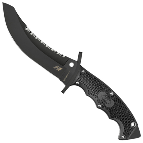 Spyderco Warrior Black Reverse Serrated Blade Fixed Knife