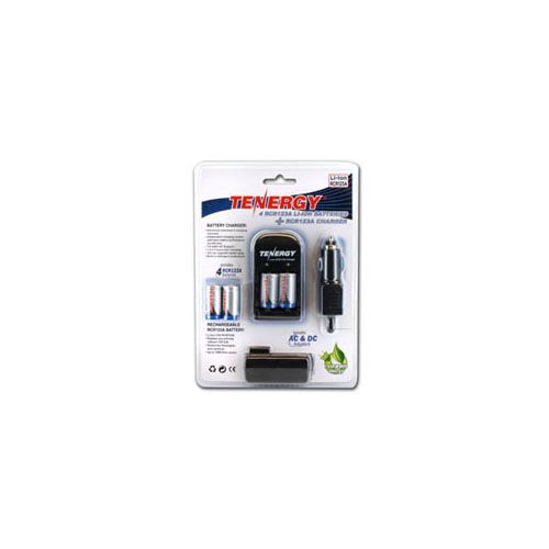 Tenergy Li-ion RCR123A 600mAh Kit W/Smart Charger & Car Adapter
