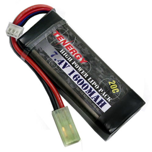 Li-Po 7.4v 1600mAh 20C Mini Flat Style Battery