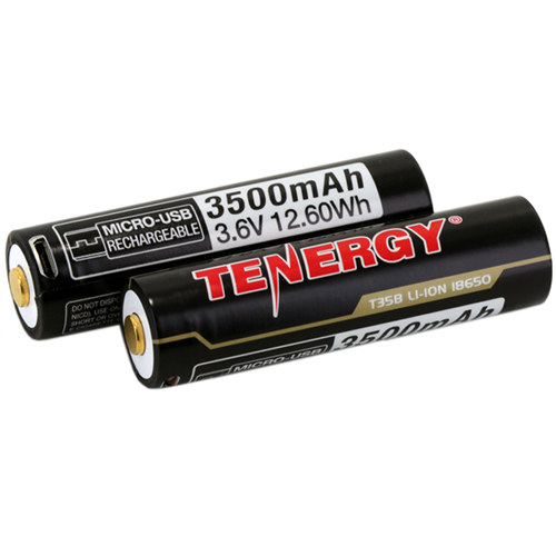 Tenergy Li-ion 18650 3500mAh W/ Micro-USB Charging Port 2-Pack
