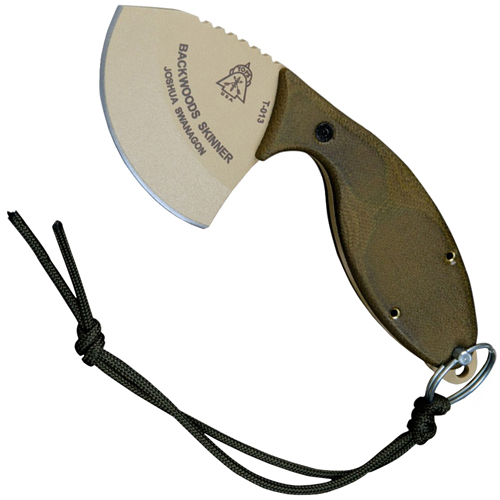 TOPS Backwoods Skinner Green Canvas Micarta Handle Fixed Knife