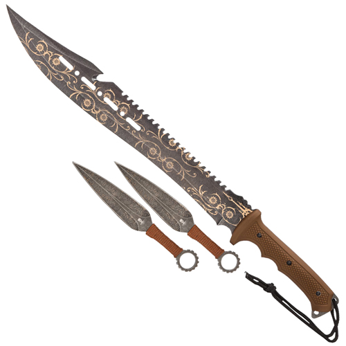 United Cutlery Black Legion Steampunk Safari Machete and Thrower Knife