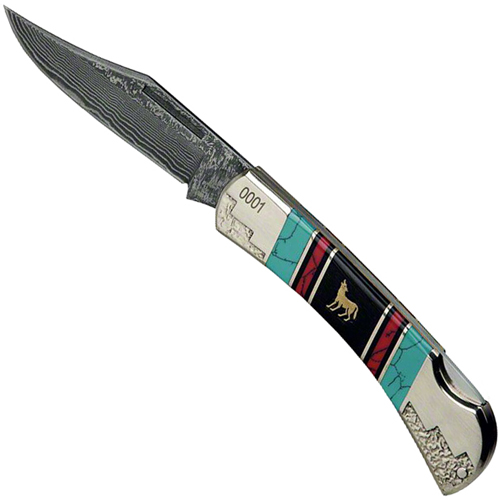 United Cutlery Frontier Howling Wolf Lockback 3.5 Inch Blade Folding Knife