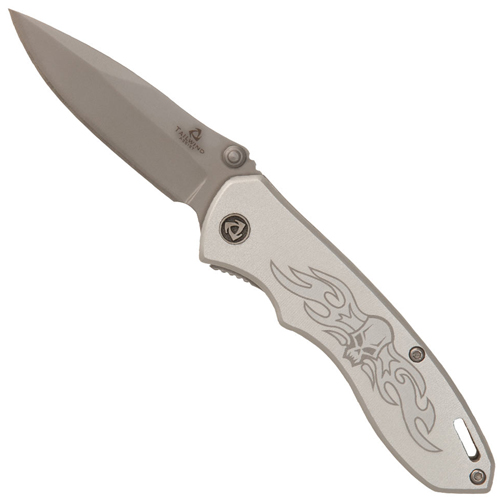 United Cutlery Onyx Skull Design Handle Tailwind Folding Knife - Silver