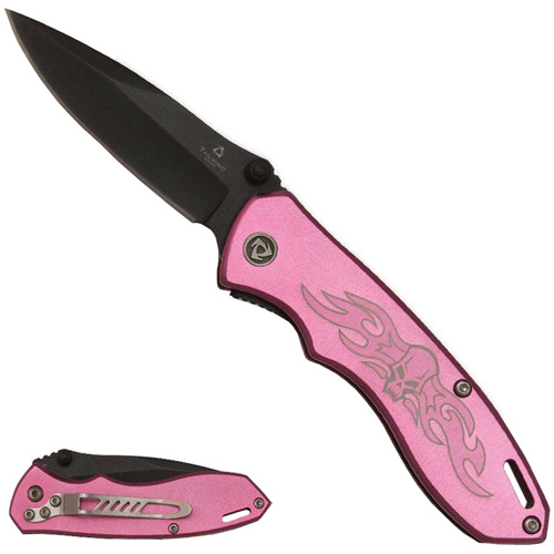 United Cutlery Tailwind Mini Nova Skull Folding Knife - Black and Pink