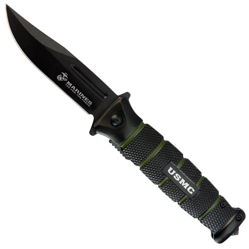 USMC Black and Green Combat Pocket Folding Knife