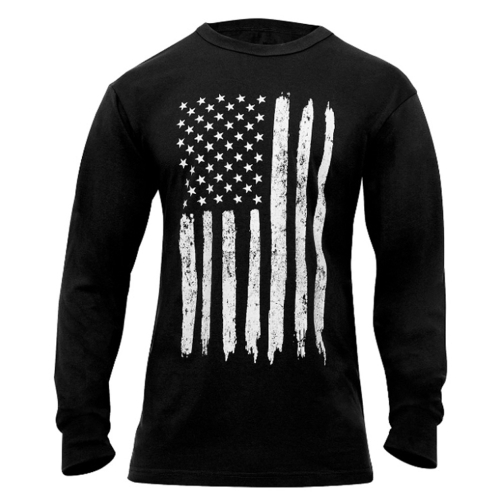 US Flag Long Sleeve T-Shirt - Black
