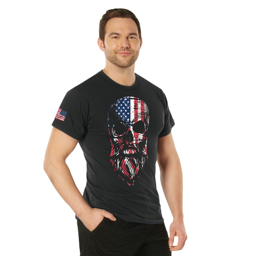Ultra Force US Flag Bearded Skull T-Shirt