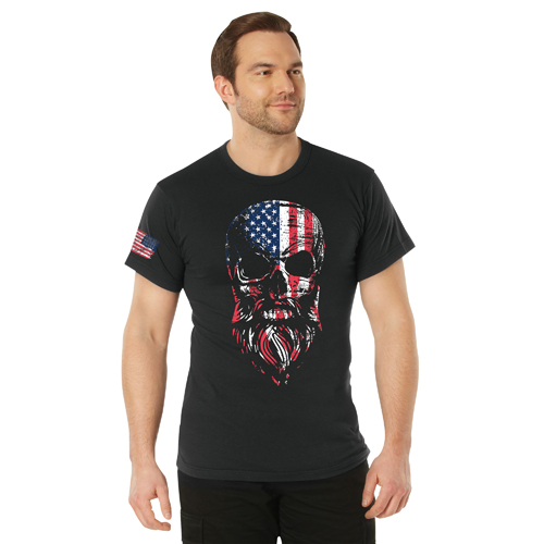 Ultra Force US Flag Bearded Skull T-Shirt