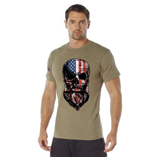 Ultra Force US Flag Bearded Skull T-Shirt