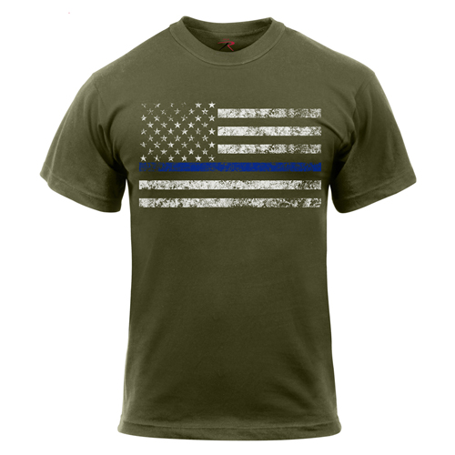 Thin Blue Line with US Flag T-Shirt